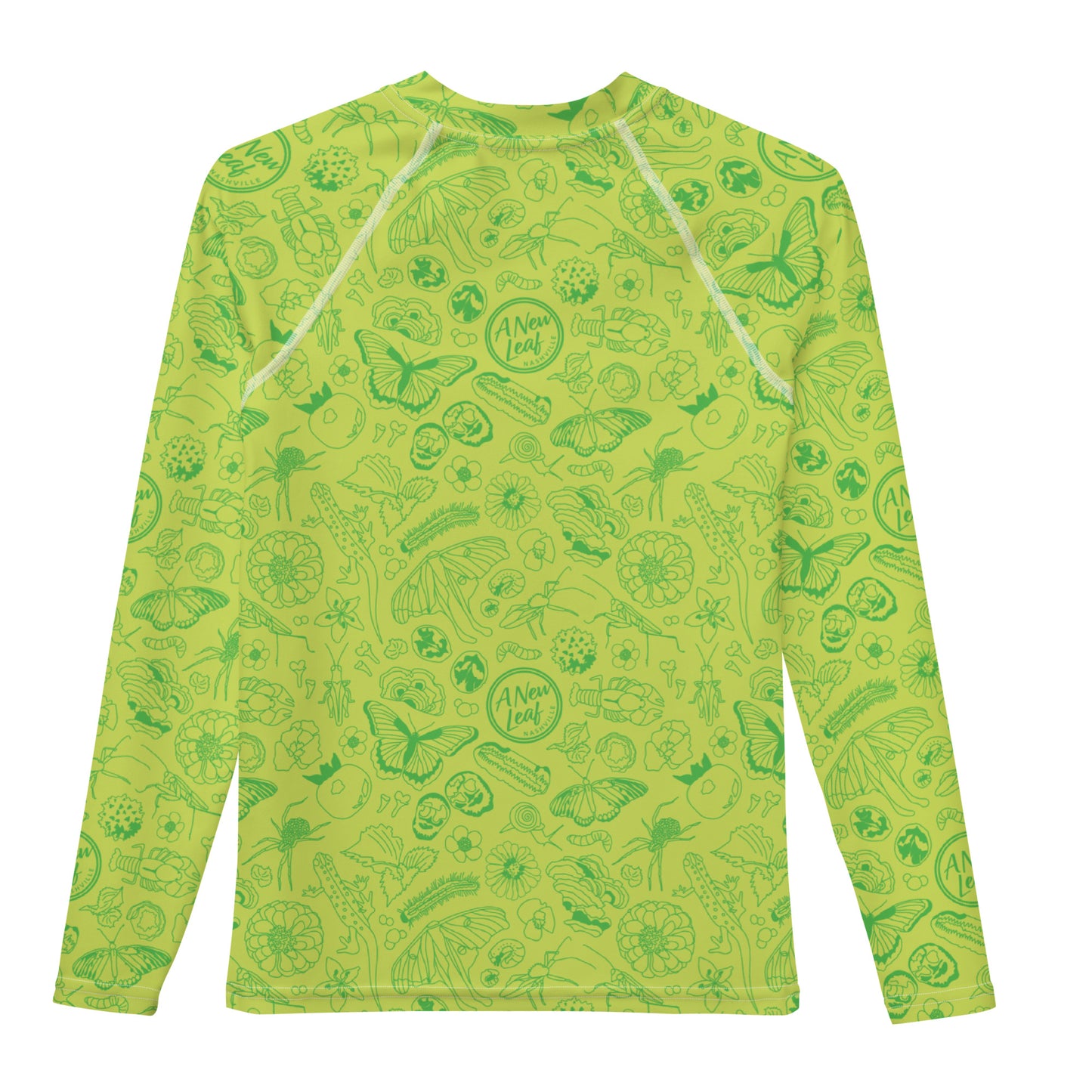 Big Kids Nature Print Rash Guard // Chartreuse Green