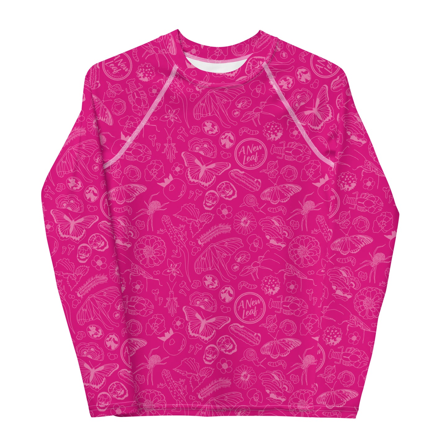 Big Kids Nature Print Rash Guard // Magenta