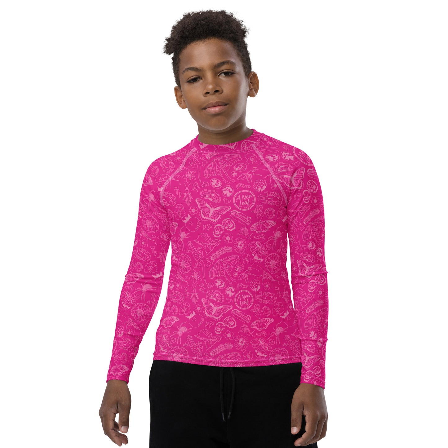 Big Kids Nature Print Rash Guard // Magenta