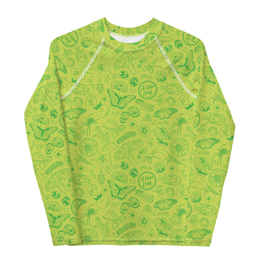 Big Kids Nature Print Rash Guard // Chartreuse Green