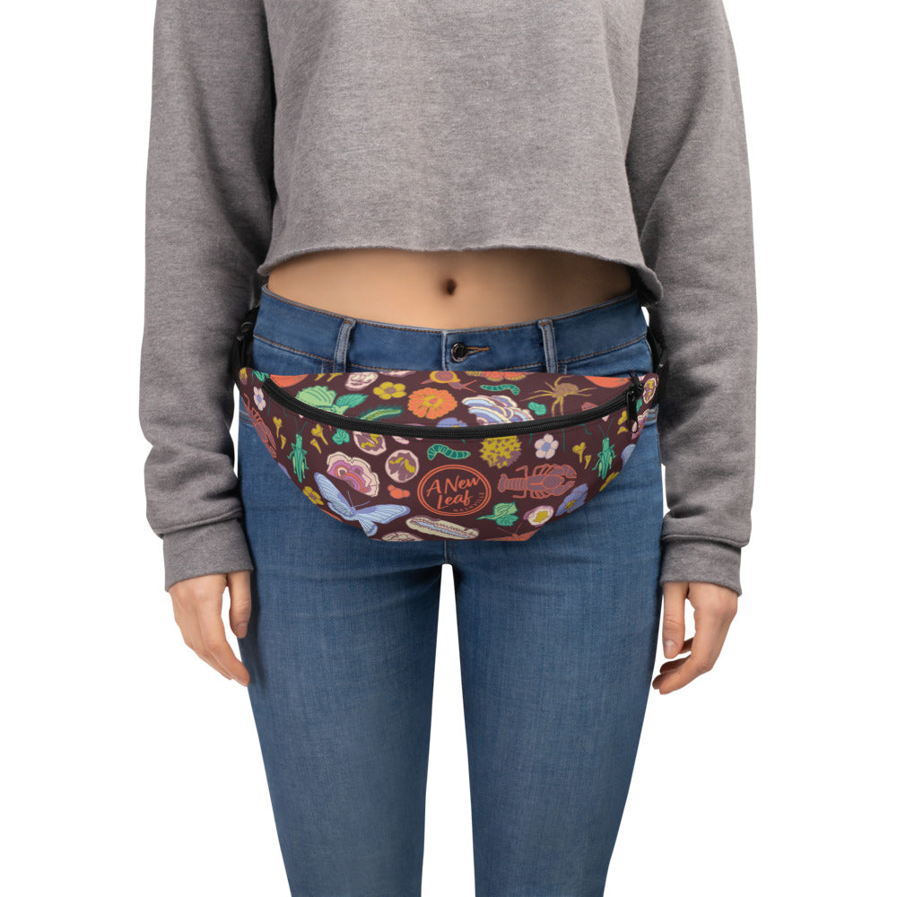 Nature Print Fanny Pack Burgundy