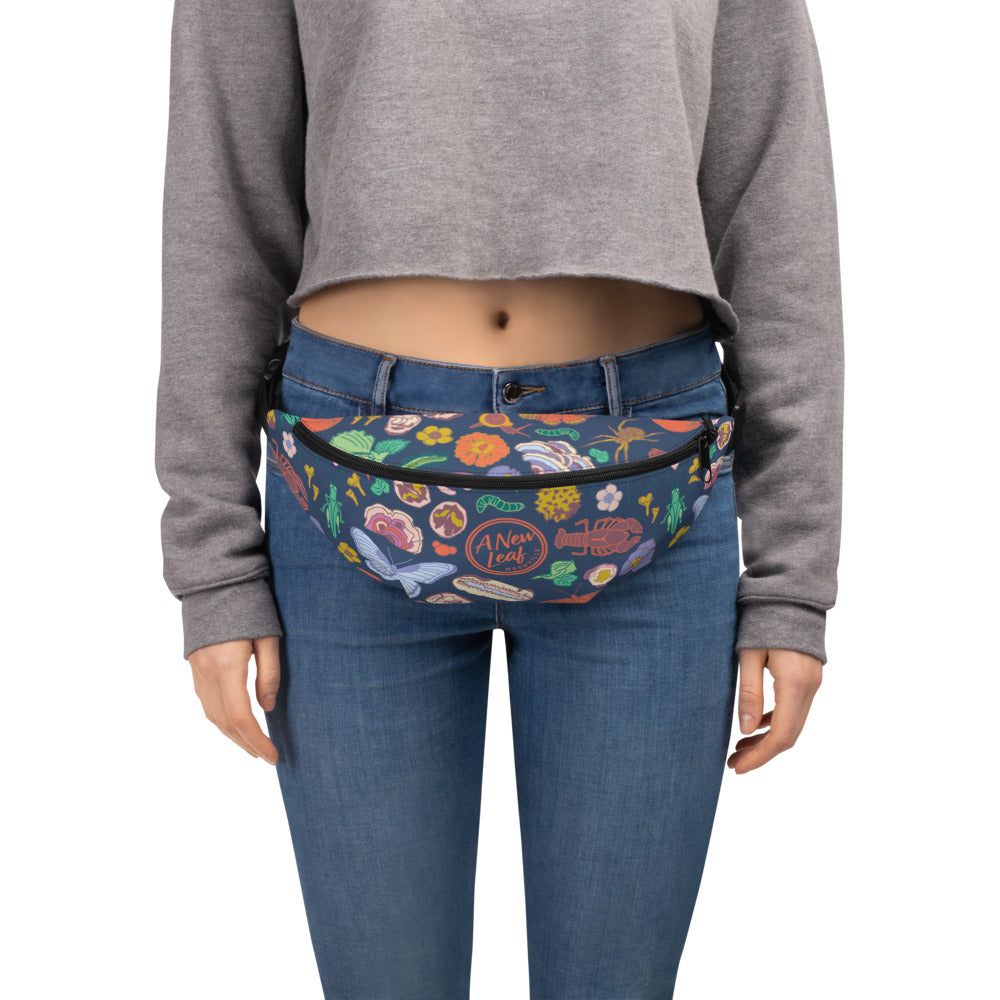 Nature Print Fanny Pack Navy