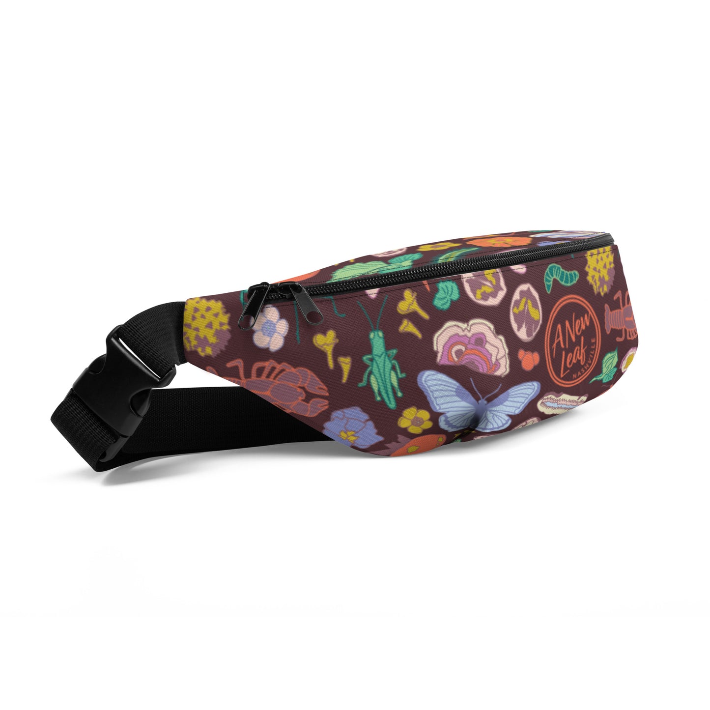 Nature Print Fanny Pack Burgundy