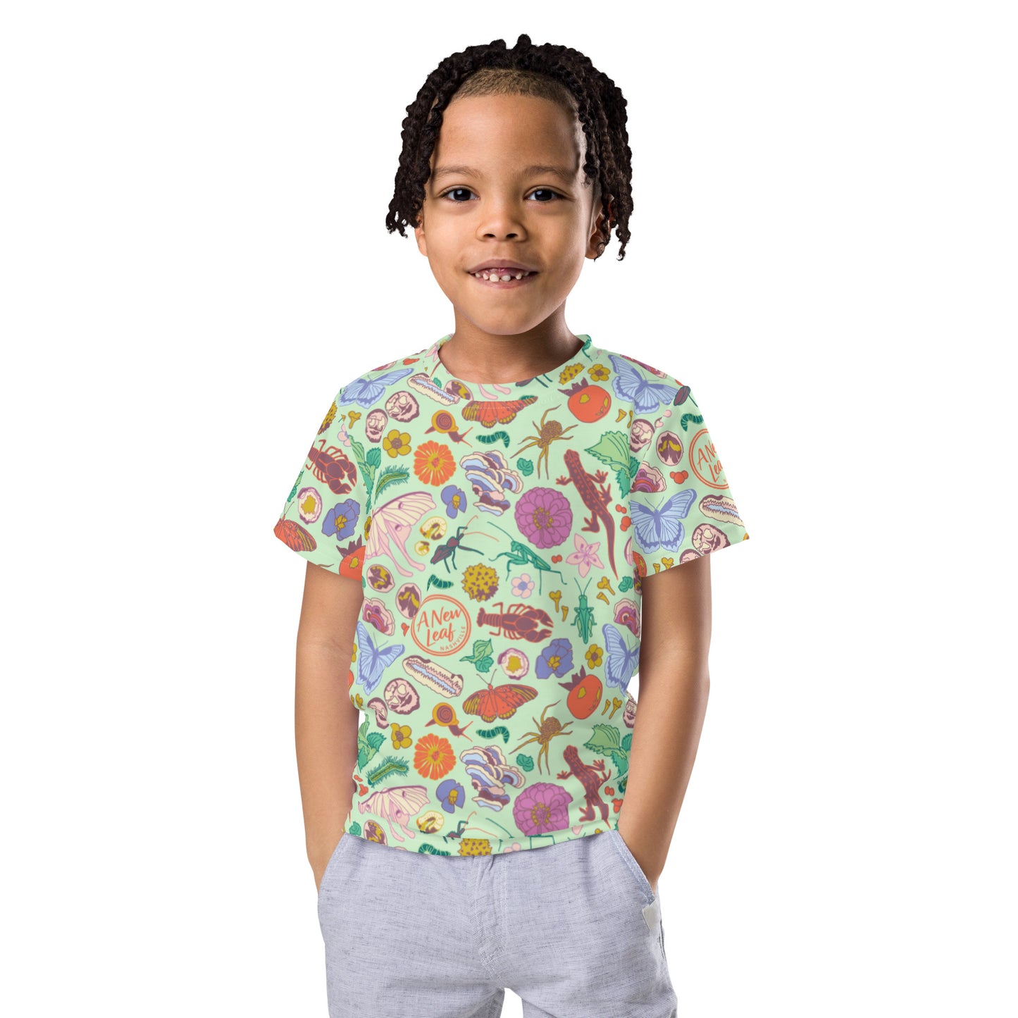 Young Kids Nature Print Short Sleeve Tee Mint