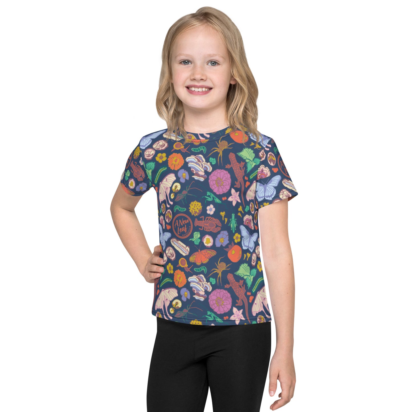 Young Kids Nature Print Short Sleeve Tee Navy