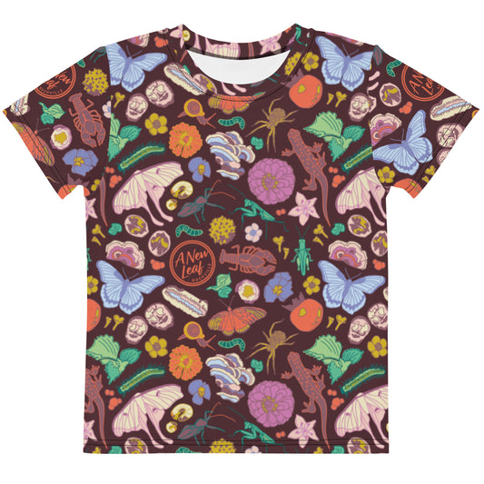 Young Kids Nature Print Short Sleeve Tee Burgundy