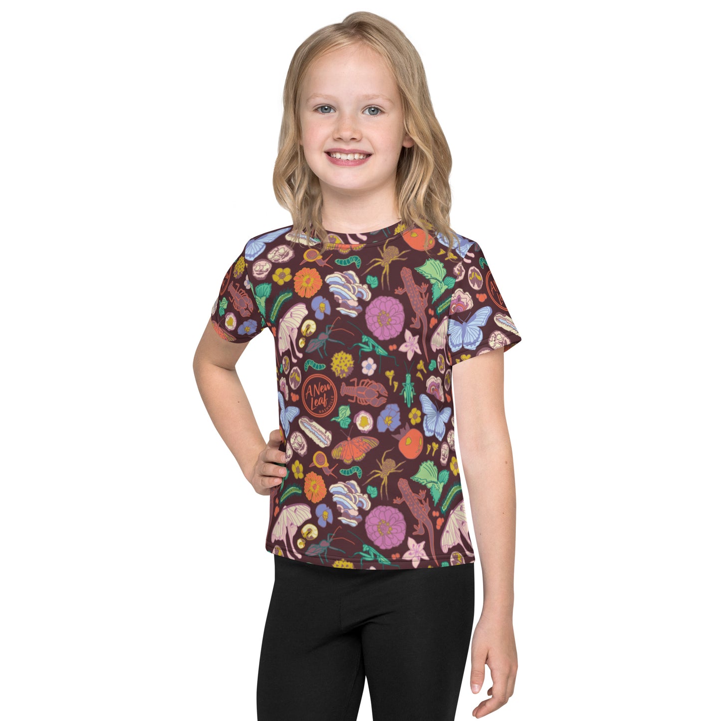 Young Kids Nature Print Short Sleeve Tee Burgundy