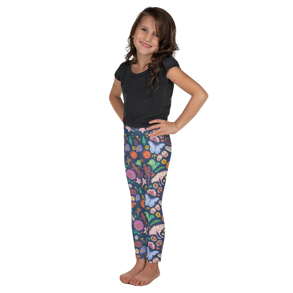 Young Kids Nature Print Leggings Navy