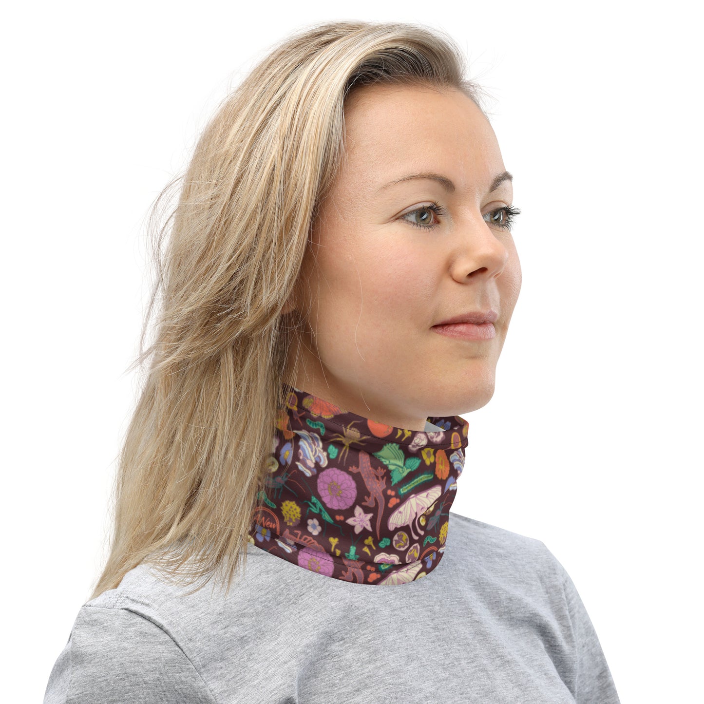 Nature Print Neck Warmer Burgundy