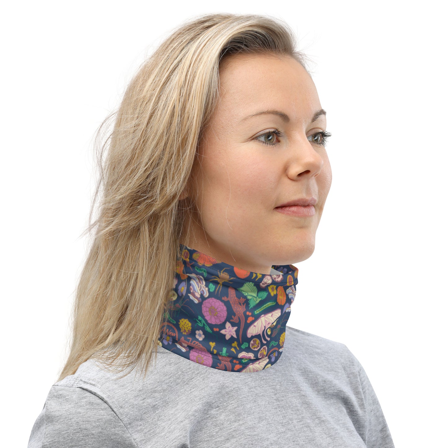 Nature Print Neck Warmer Navy