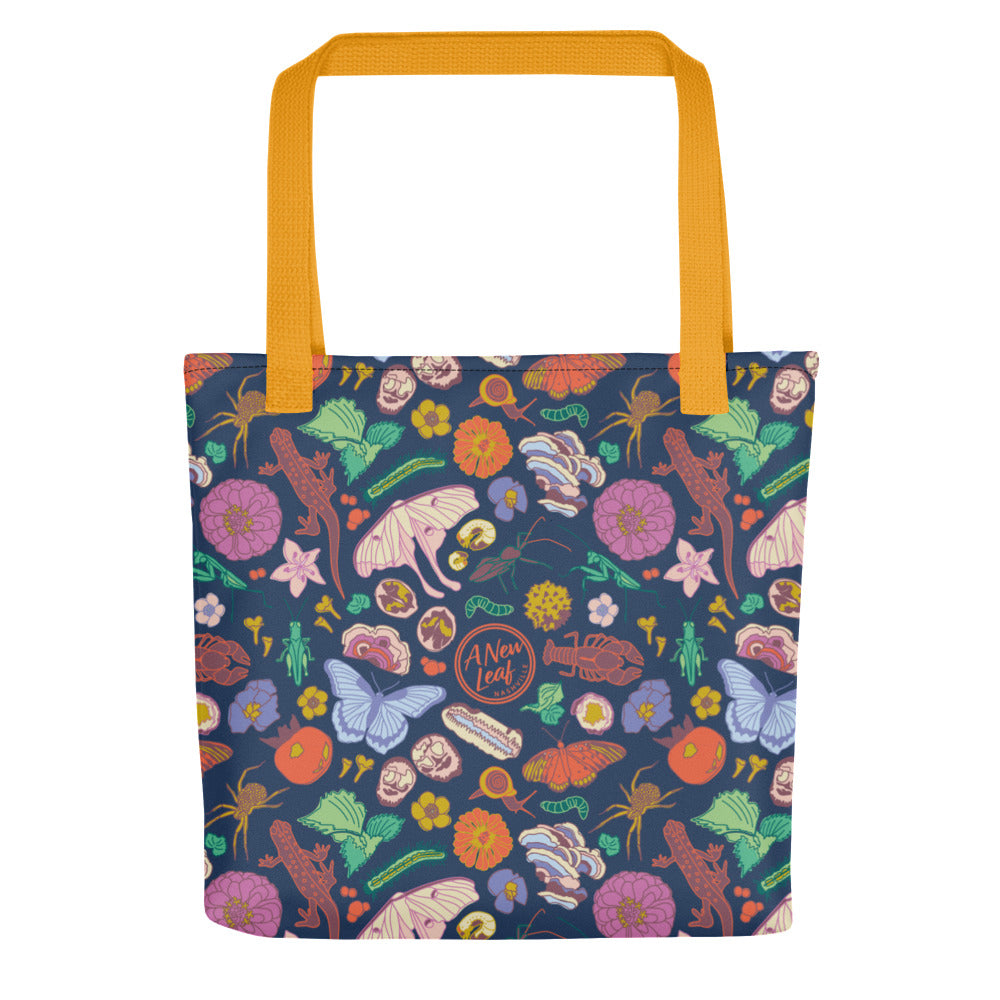 Nature Print Tote Bag Navy