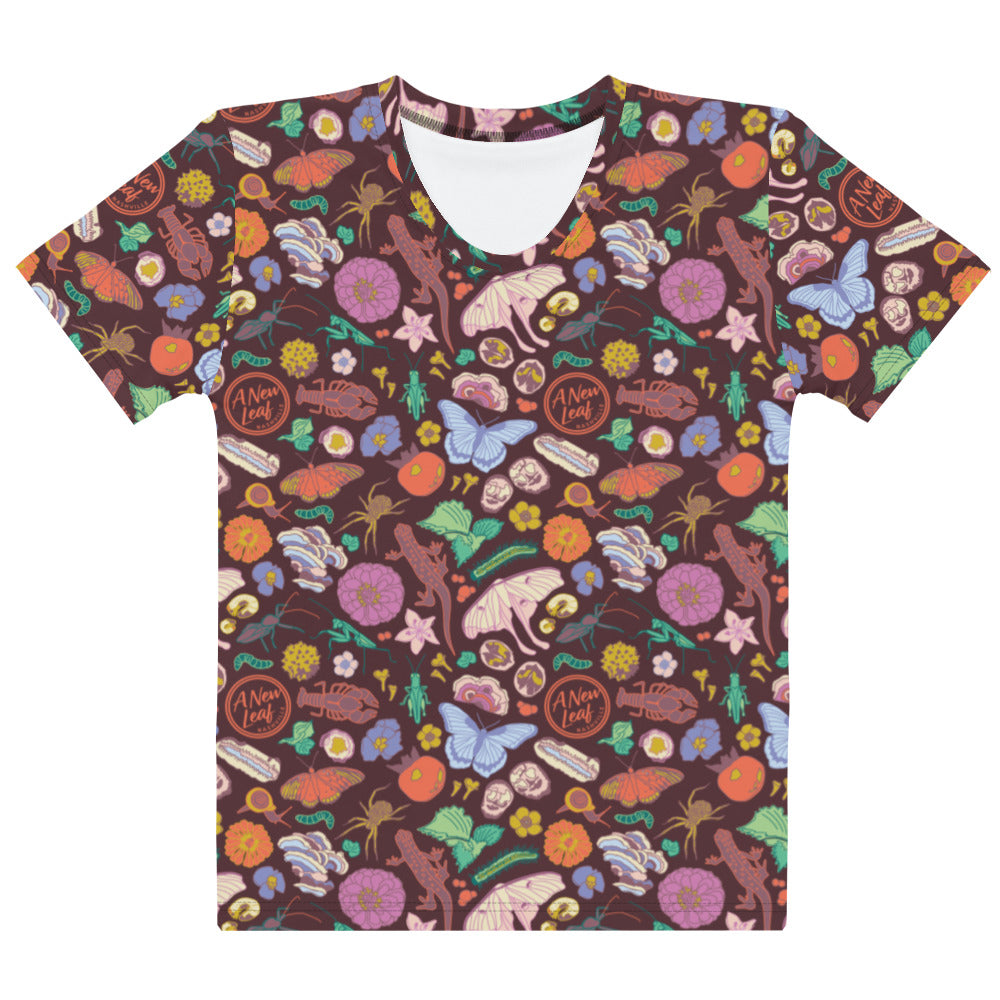 Women's Nature Print Short Sleeve Tee Burgundy