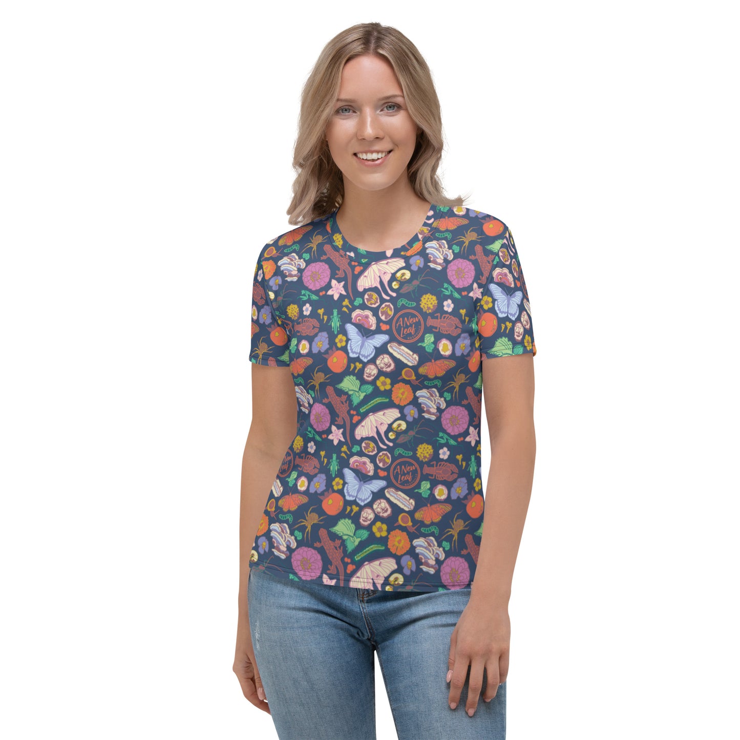 Women's Nature Print Short Sleeve Tee Navy