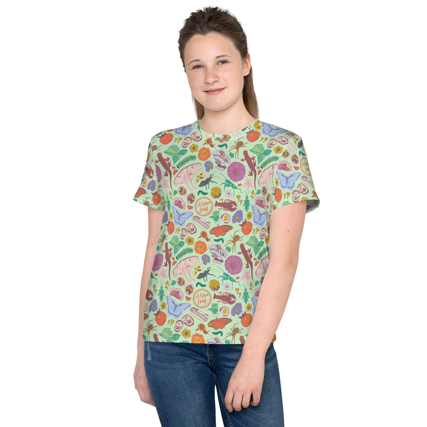 Big Kids Nature Print Short Sleeve Tee Mint