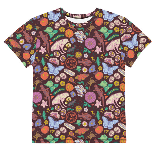 Big Kids Nature Print Short Sleeve Tee Burgundy