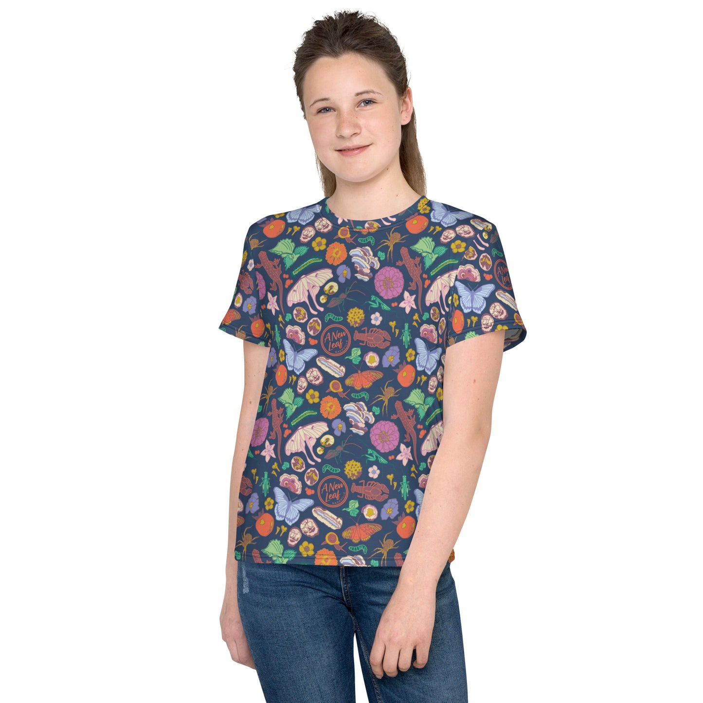 Big Kids Nature Print Short Sleeve Tee Navy