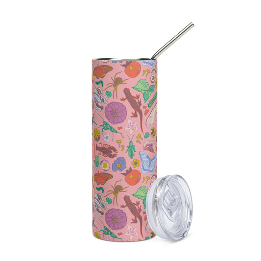 Nature Print Stainless Steel Tumbler Pink