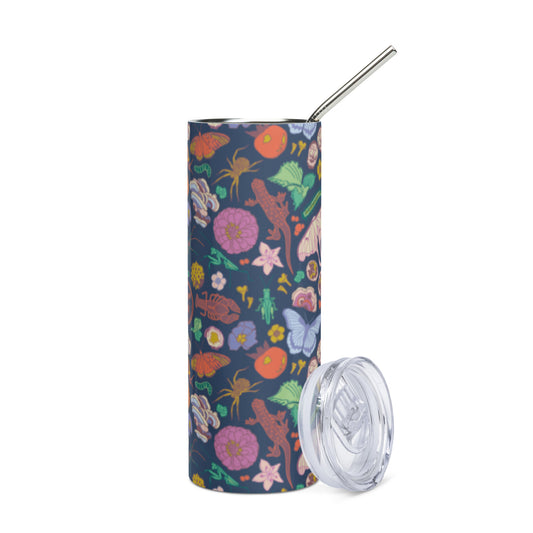 Nature Print Stainless Steel Tumbler Navy
