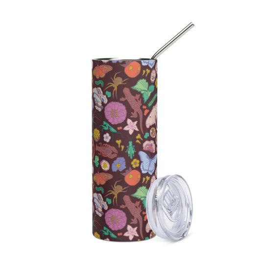 Nature Print Stainless Steel Tumbler Burgundy